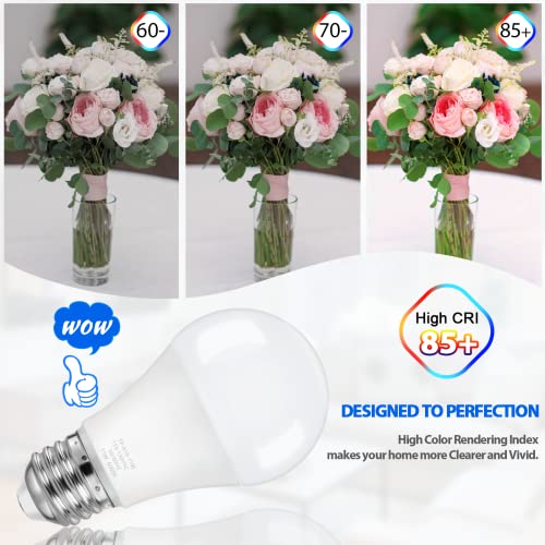 ASOMST 4-Pack A19 Light Bulbs, 100W Equivalent LED Bulb, Cool White 6000K 1100LM 11W, Non-Dimmable E26 Base Bright Lighting, CRI 85+, No Flicker by ASOMST - Image 6