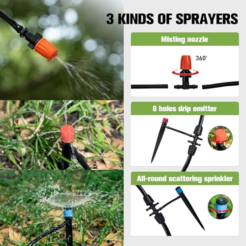 CHANGE MOORE 130FT Drip Irrigation Kit, Garden Irrigation System with Drip Nozzle Emitters,Drip Irrigation Tubing and Drip Irrigation Parts, Automatic Watering System for Plants Greenhouse - Thumbnail 2
