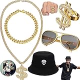 📽【Vintage-Mode】 Dieses Hip-Hop-Kit ist eine Reihe von Kleidungsaccessoires mit einem besonderen Stil, die leicht mit verschiedenen Farben kombiniert werden können. Rapper-Accessoires aus den 80er Jahren sind veraltet, aber immer noch beliebt und verleihen einen coolen und einzigartigen Look. Es kann Ihr gesamtes Outfit lässig und voller Persönlichkeit aussehen lassen.