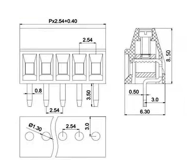 KF128 - Connettore terminale a vite PCB da 2,54 mm, 2/3/4/5/6/7/9/10/12/16 pin, 10 pezzi, 7 pin