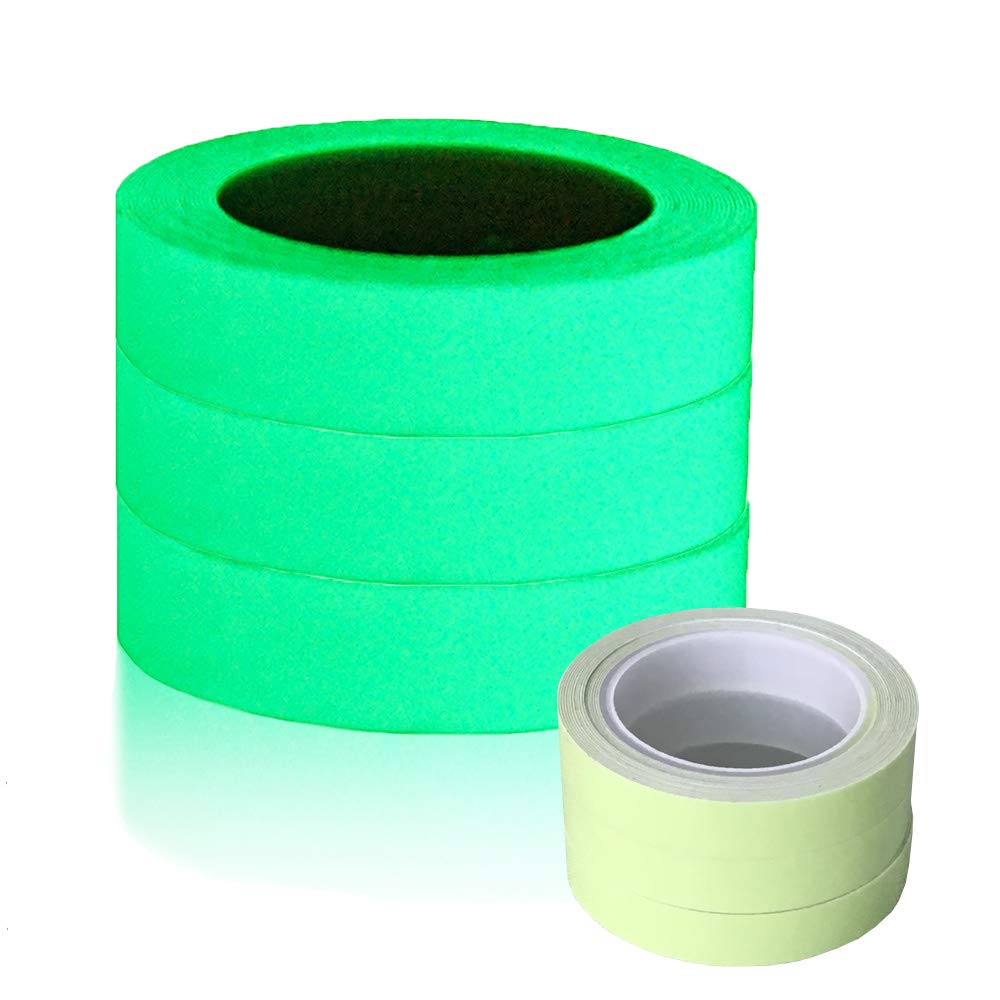 DUOFIRE 3 Rolls Glow in The Dark Tape, Luminous Tape Sticker,8.86' Length x 0.47" Width (1.2cmx270cm) High Luminance Glow Removable Waterproof Photoluminescent Glow in The Dark Safety Tape (Size-No.9)