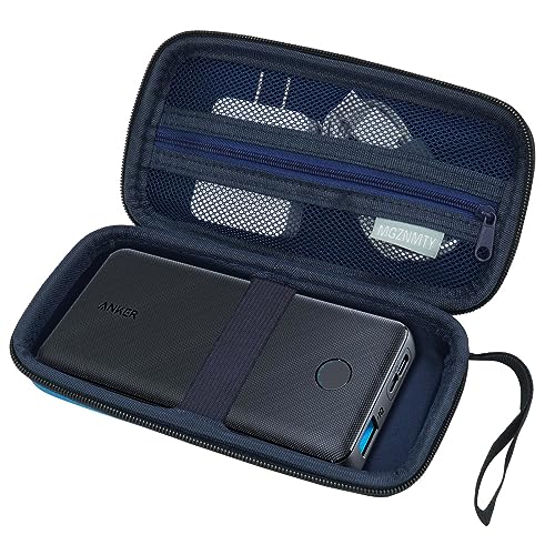 MGZNMTY Power Bank Case, Portable Hard Travel EVA Case for Anker PowerCore Slim 10000mAh / Anker PowerCore Slim 10000 PD External Battery Pack Charger and Wall Charger, Medium (Case Only)(Blue)