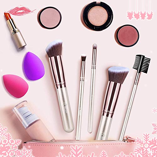 BESTOPE Makeup Brushes 16PCs Makeup Brushes Set with 4PCs Makeup Sponge and 1 Brush Cleaner Premium Synthetic Foundation Brushes Blending Face Powder Eye Shadows Make Up Brushes Tool (Champagne Gold)