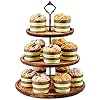 3 Tier Wood Cake Stand Large Serving Tray Wooden Rustic Cupcake Stand for 24 Cupcakes Dessert Display for Tea Party, Birthday, Wedding, Farmhouse, Woodland Baby Shower Decor (8''10''12'')