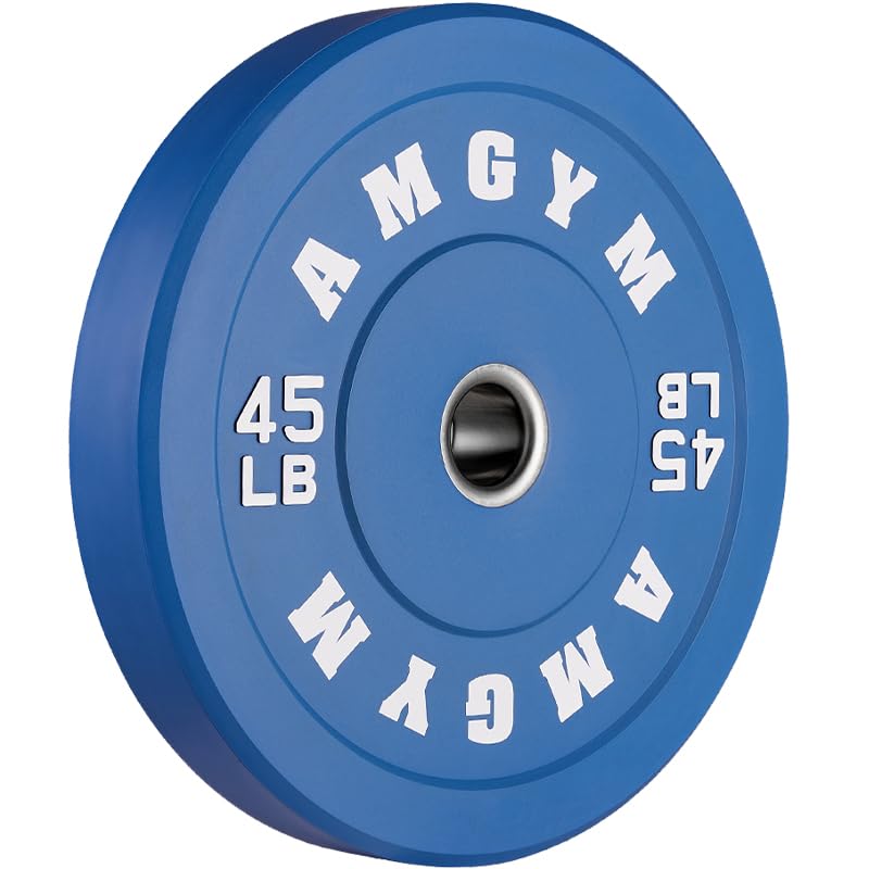 AMGYM 2 Inch Bumper Plates，10-500lbs，Barbell Rubber Olympic Weight Plates Set for Home Gym, Strength Training & Weight Lifting, Multiple Options
