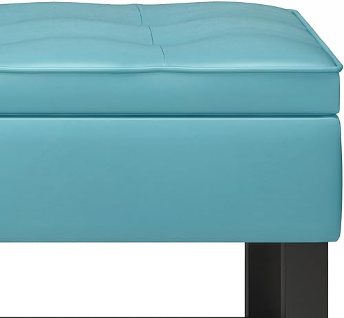 Miniatura 19 de SIMPLIHOME Cosmopolitan - Banco otomano rectangular de transición de 44 pulgadas de ancho con parte inferior abierta en piel sintética vegana gris