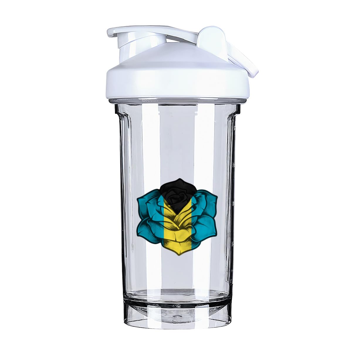 Rose Bahamas Flag 18 Ounce Shaker Bottle Drink Mixer Leak-proof Pre Workout Protein Shakes Meal Replacement Shakes Bottles 500ML/18 Oz White