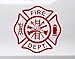 White - Fire Department Vinyl Sticker - Dept FD VFD Maltese Cross - Die Cut Decal - 5w x 5h inches