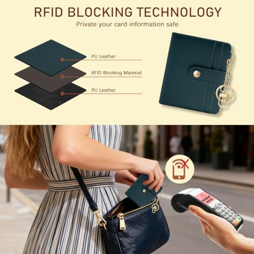 Image of Jogjam Lake Blue Small Women Wallet, Rfid Slim Compact Credit Card Holder | PU Leather Bifold Cash Zipper Coin Pocket ID Window, for Female Ladies Teen Girls Girly Gifts