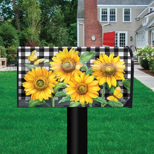 Briarwood Lane Checkered Sunflowers Summer Mailbox Cover