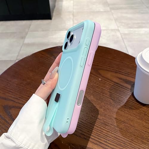 Coque magnétique sans fil iPhone 14 Pro Max rose avec cordon antichoc