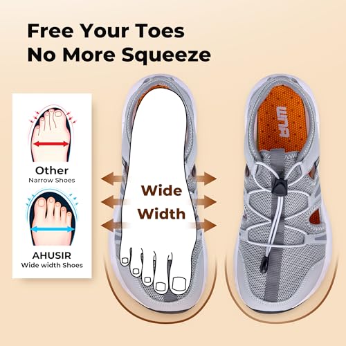 Image of Mens Closed Toe Wide Width Hiking Sandals Summer Walking Water Shoes Comfortable Recovery Fisherman Sport Sandals