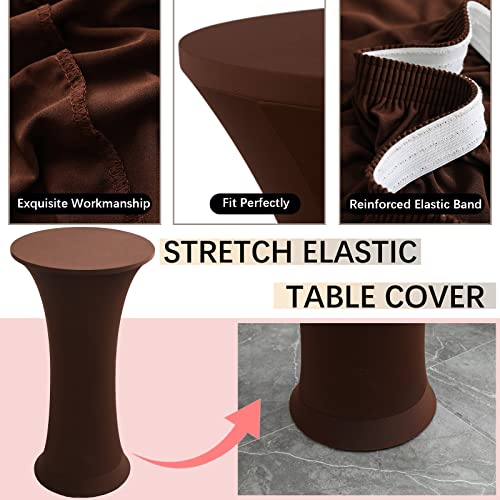 Image of Cocktail Table Covers - 2 Pack 24 inchx43 inch Fitted Highboy Table Cloth - Brown