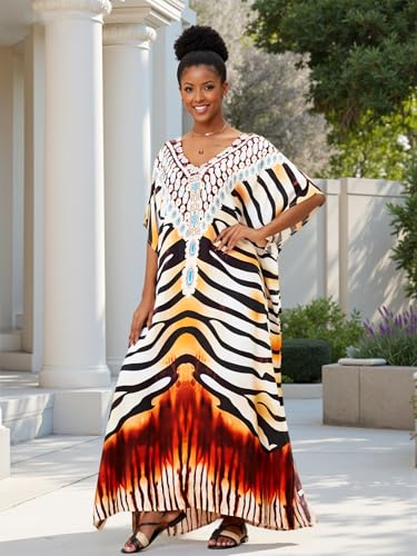 Image of Kaftan Dresses for Women Plus Size Bathing Suit Cover up Caftan Maxi Beach Dresses