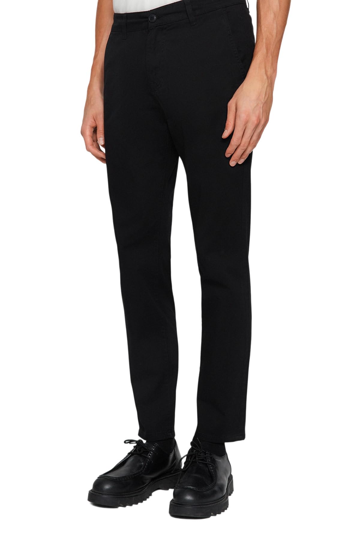 Trendyol Herren Schwarz Men's Gerade Nor Taille Hose Pants, Black, 8