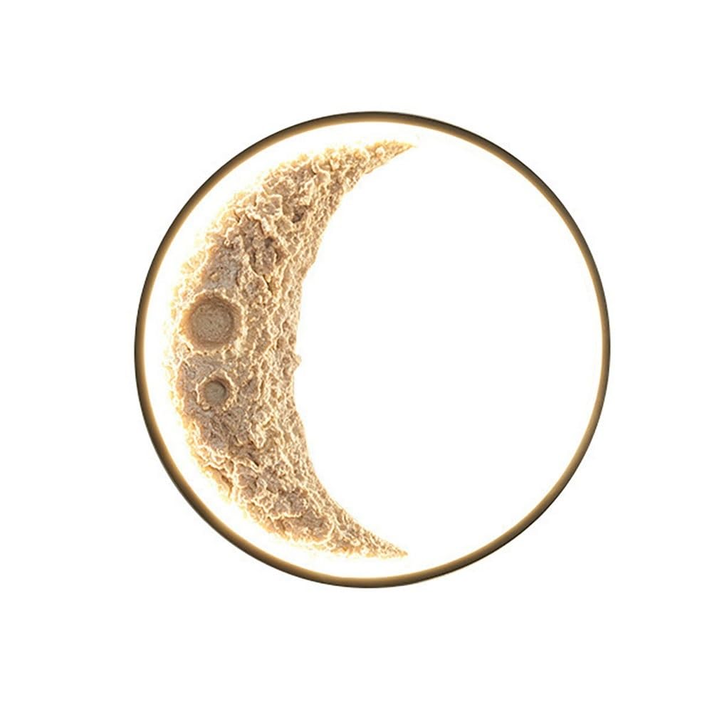 OZBMA Resin Moon Wall Light Modern Round Sconce LED Dimmable Backlit Lamp for Hallway Living Room Bedroom Bars Staircase Lantern(60cm/23.62in) (size_name 80cm/31.4in)