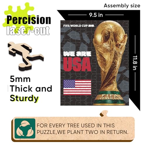 Image of FIFA USA Poster-2 Wooden Puzzle for Adult, 200 Pieces Irregular Shape Puzzle, 5MM Thick, Creative Collectible Gift for Fans, Officially Licensed Product, 9.3 x 12