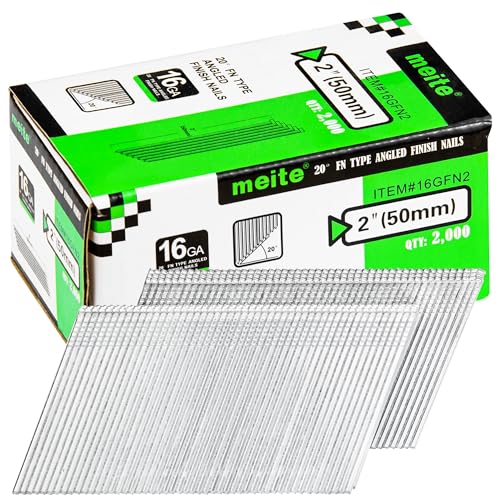 meite 16 Gauge Finish Nails 2 Inch Galvanized 20 Degree Angled 2,000PCS