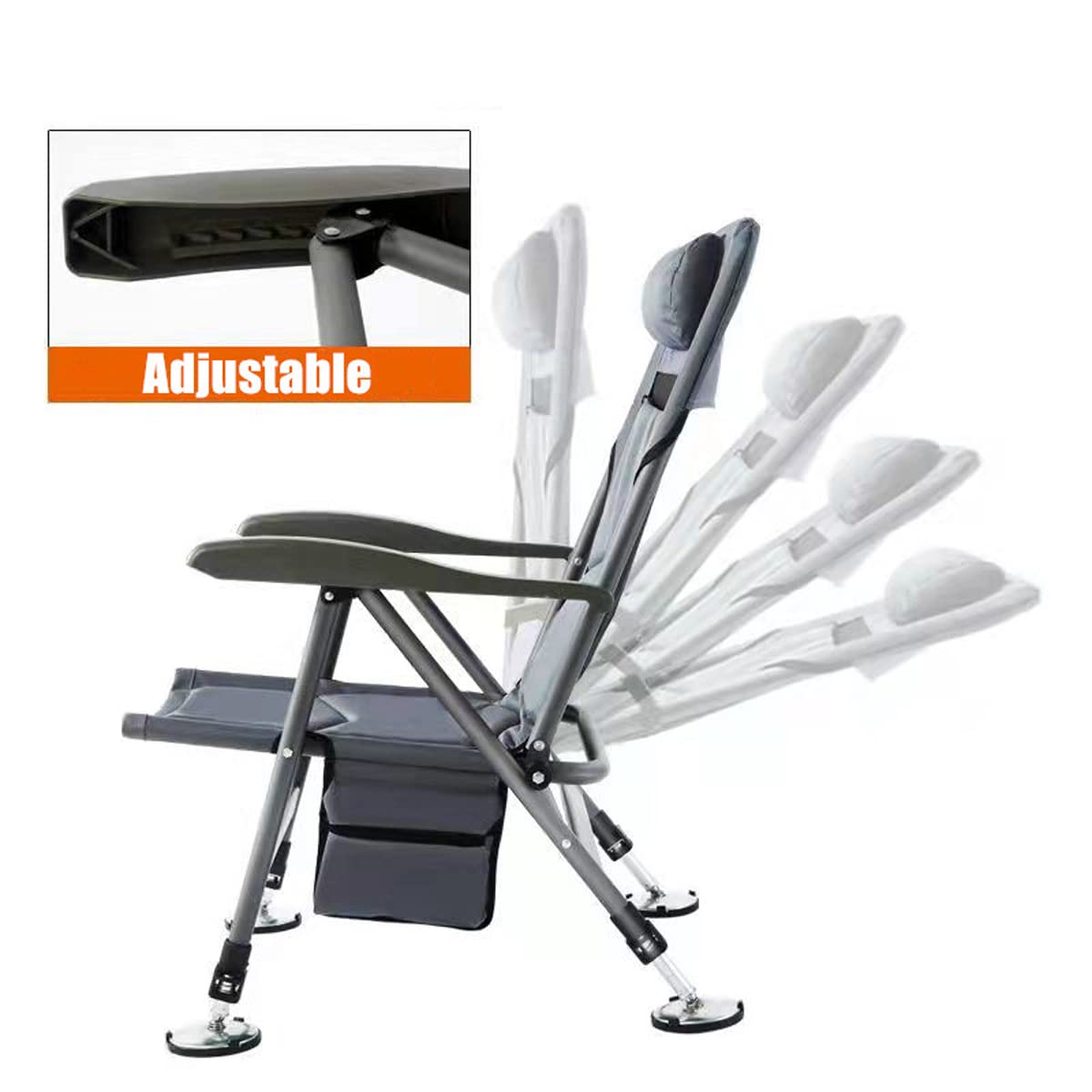 Chaise De Pêche Yoakaiax – 13 Vitesses De Hauteur, Réglable, Pliable, Avec Porte-cannes, 136 Kg Max, Noir, Pour Carpe
