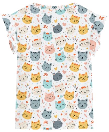 Tkria Girls 3D Graphic Shirt Toddler Colorful Summer Tank Top Cool Ruffle Sleeeve Tee Kid Unicorn Rainbow Dinosaur Cat Outfit2