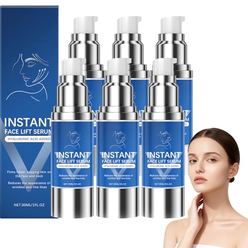 Suero de elevación instantánea para rostro y cuello, crema de elevación instantánea para tonificar la piel flácida, suero rellenador de piel reafirmante, alisa las arrugas y líneas en minutos (6
