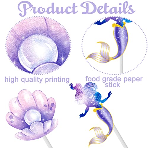 48Pcs Mermaid Cupcake Toppers Mermaid Tail Cupcake Toppers For Mermaid Birthday Decorations Under The Sea Party Favors Little Mermaid Baby Shower Supplies #TOP3