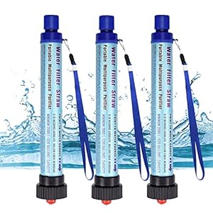 Gigesute Lot de 3 purificateurs d’eau portables d’urgence pour le camping, la randonnée, les voyages, la chasse, l’équipement de survie et de randonnée