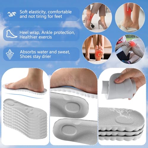 Image of Skicuff 8 Pairs 4D Cloud Insoles for Men Women, Soft Inserts Foam Cushioned Insoles Breathable Anti-Fatigue Inserts for Pain Relief, Sports Walking, Trim to Fit(Men,US 7.5-10.5,Gray)