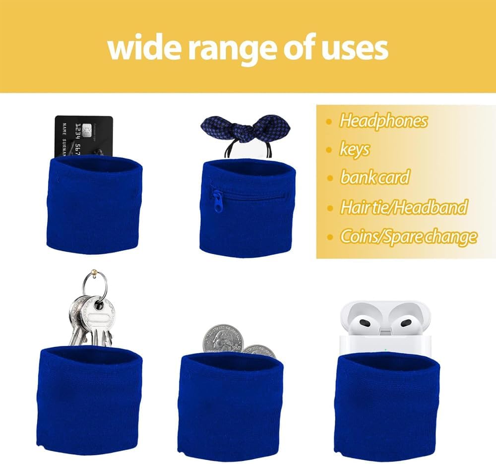 Royal Blue.Ultimate Sports Wristband - Key and Coin Wristlet: Secure and Stylish Accessory for Your Active Lifestyle