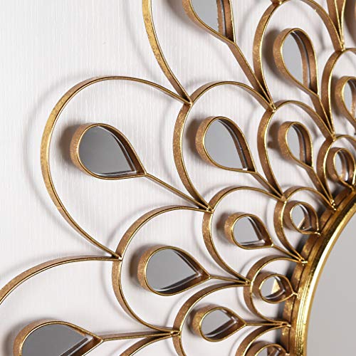 Empire Art Direct Flower Burst Bling Round Wall Gold Metal Frame Surrounded By Many Smaller Acrylic, Vanity, Bethroom Mirror, 36 X 1.18 X 36, Clear #TOP4