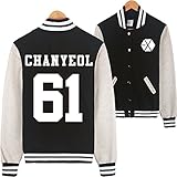 Bluesoul Kpop EXO EXO-M EXO-K Varsity Baseball Jacket (CHANYEOL 61 BLACK, L)
