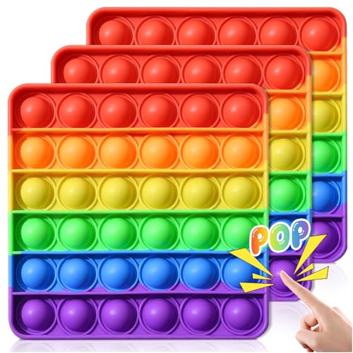 Audasi 3 Pack Poppit Fidget Toys Pop Push It Juguetes Poper Juguete Antiestres Popis Infantiles Muñeco Juguete para Apretar para Antiestres Adultos Y Niños Juguete para Apretar