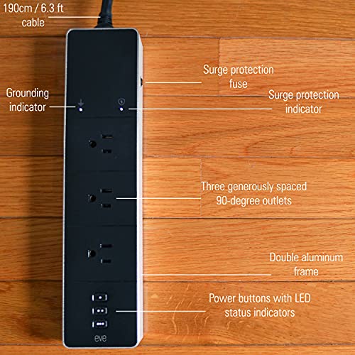 Eve Energy Strip Apple HomeKit Smart Home Triple salida y medid