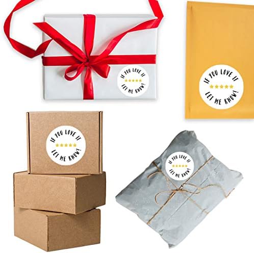 Andaz Press Round Small Business Sticker Labels, 120-Pack, If You Love It Let Me Know, 5 Stars, Packaging Stickers