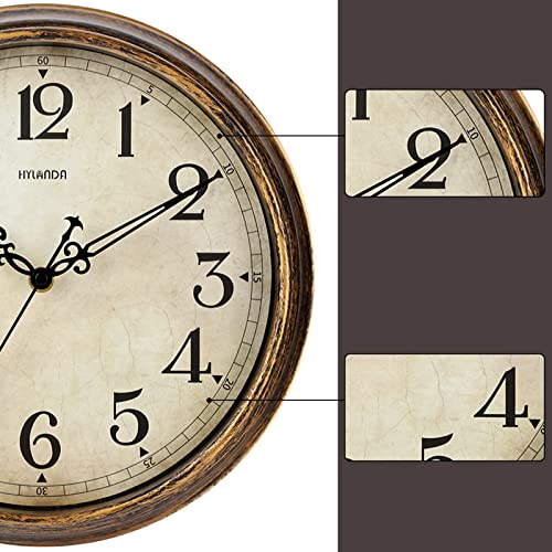 Hylanda Wall Clock - 12 Inch Vintage Wall Clocks Battery Operated - Retro Silent Non Ticking - Decorative Living Room Home Kitchen School Office #TOP6