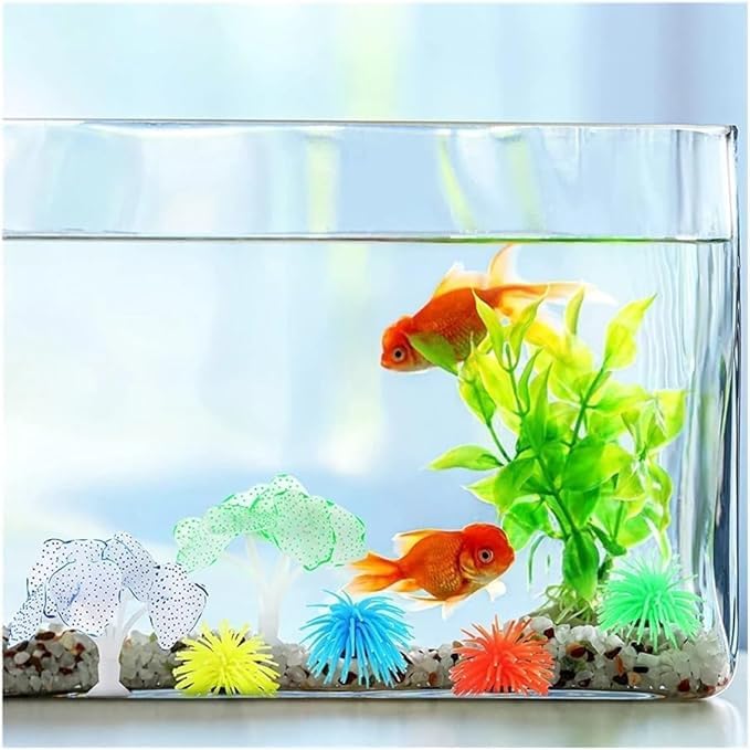 Image of Artificial Sea Anemone Aquarium Decorations, Silicone Coral Plant, Green, Fish Tank Ornaments, Underwater Decor