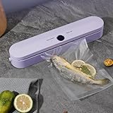 Máquina selladora al vacío, máquina de envasado al vacío, máquina de sellado totalmente automática para conservación de alimentos secos y húmedos (morado)