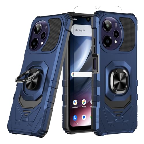 WODAF Case Compatible with Cricket Icon Plus 2026/AT&T Verge 2 with Screen Protector Dual Layer Shockproof Protective with Ring Kickstand (Blue)