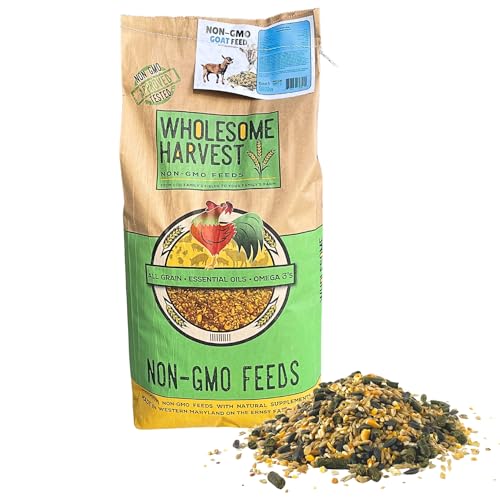 Wholesome Harvest Non-GMO All-Grain Goat Feed 16% Protein - Fortifies with Goat Minerals Vitamins and Natural Ingredients for Strong Bones Healthy Digestion and Optimal Growth - 40 lb Bag