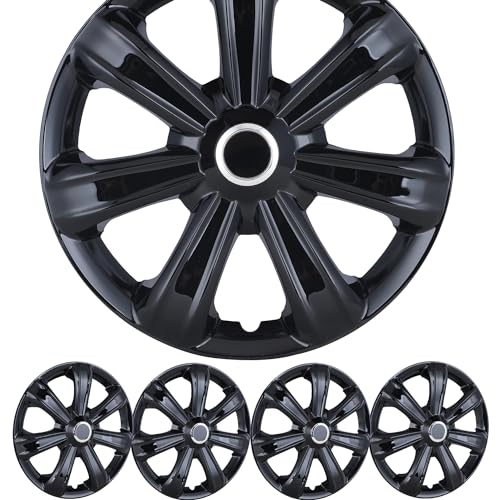 NIXON OFFROAD 14 Inch Hubcaps [Only Fit Iron Hub] Universal Wheel Rim Cover (Set of 4) ABS Hub Caps Replacement for Car Truck SUV (14 Inch, Black Lacquer, 5088Style)