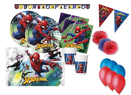 DECORATA PARTY IRPot - Kit N 46 Coordinato Festa Spiderman Uomo Ragno