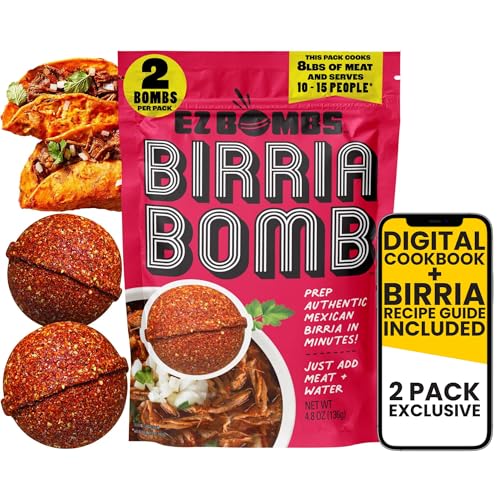 EZ Bombs Birria Bomb Seasoning, Pack of 2 – Authentic Mexican Spice Mix + Exclusive Digital Recipe...