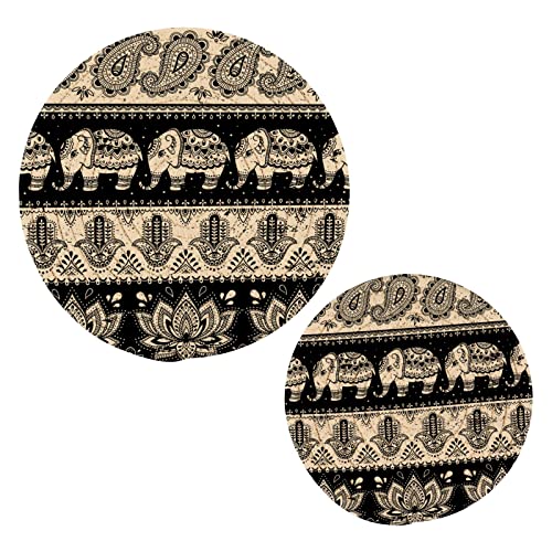 Alaza Lotus Elephant Paisley Pattern Potholders Trivets Set Cotton Hot Pot Holders Set Farmhouse Coasters,Hot Pads,Hot Mats For Kitchen Counter Decorative #TOP27