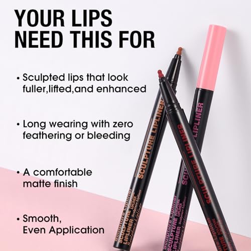 Red Lip Liner, Lip Pencil Waterproof Lipsticks for Women Long Lasting - Matte Liquid Lipstick Liner Lip Plumping Lipstick for Sculpting & Filling, Ideally Defined Lips with Smooth Texture - Image 7