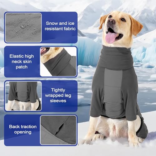 Allgemeiner Hunde-Fleecemantel mit Beinen, Hundemantel, Fleece, wasserdicht, mit gestepptem Rücken und hochelastischem Kragen, Winter-Hundejacke, verstellbarer Ganzkörper-Einteiler mit Geschirrloch