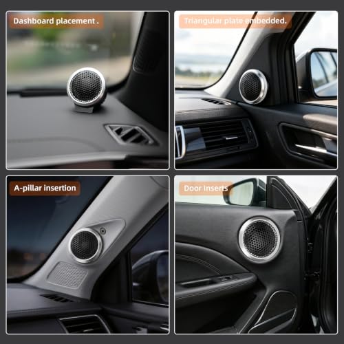 Image of Upgraded 1-Inch Car Tweeters - 240W Neodymium Silk Dome High-Frequency Super Tweeters with Built-in Crossover & Bass Blocker - 4-Ohm, Flush /Surface Mount Kit for Crisp Highs - Easy Instal silvery