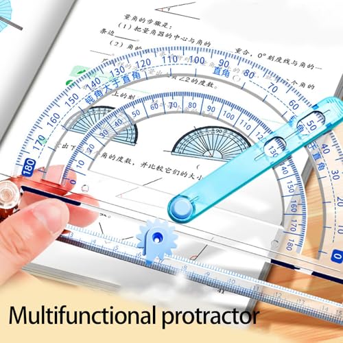 Transportador multifuncional 4 en 1 con regla para medir ángulos miniatura 4