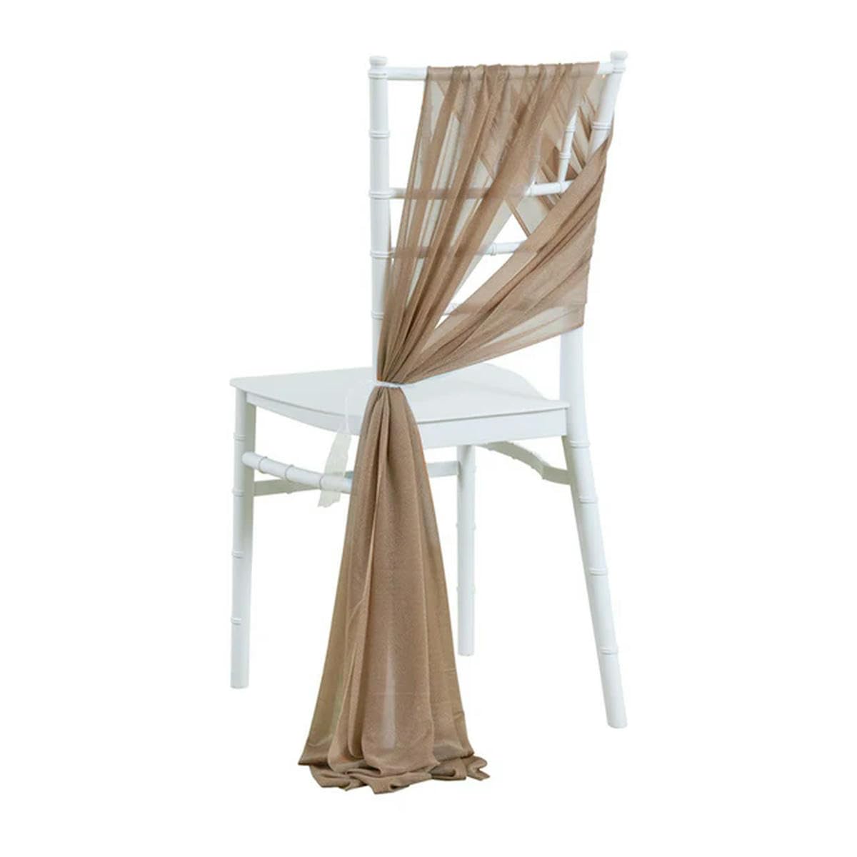 Szyfonowe szarfy na krzesło weselne, na przejście i bankiety, długość 17 x 275 cm, jasnobrązowe, eleganckie dekoracje na imprezy, przyjęcia i specjalne okazje, 50 szt