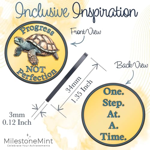 affirmation sobriety coin  inspirational aa chip medallion  perfect sobriety gifts for sober men amp women in recovery  sober gifts for anniversary month or year  3d turtle design