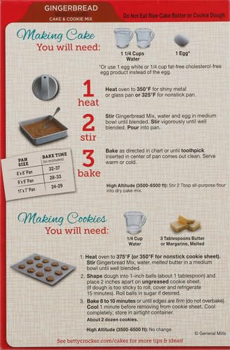 Image of Betty Crocker Gingerbread Cake and Cookie Mix, 14.5 oz.